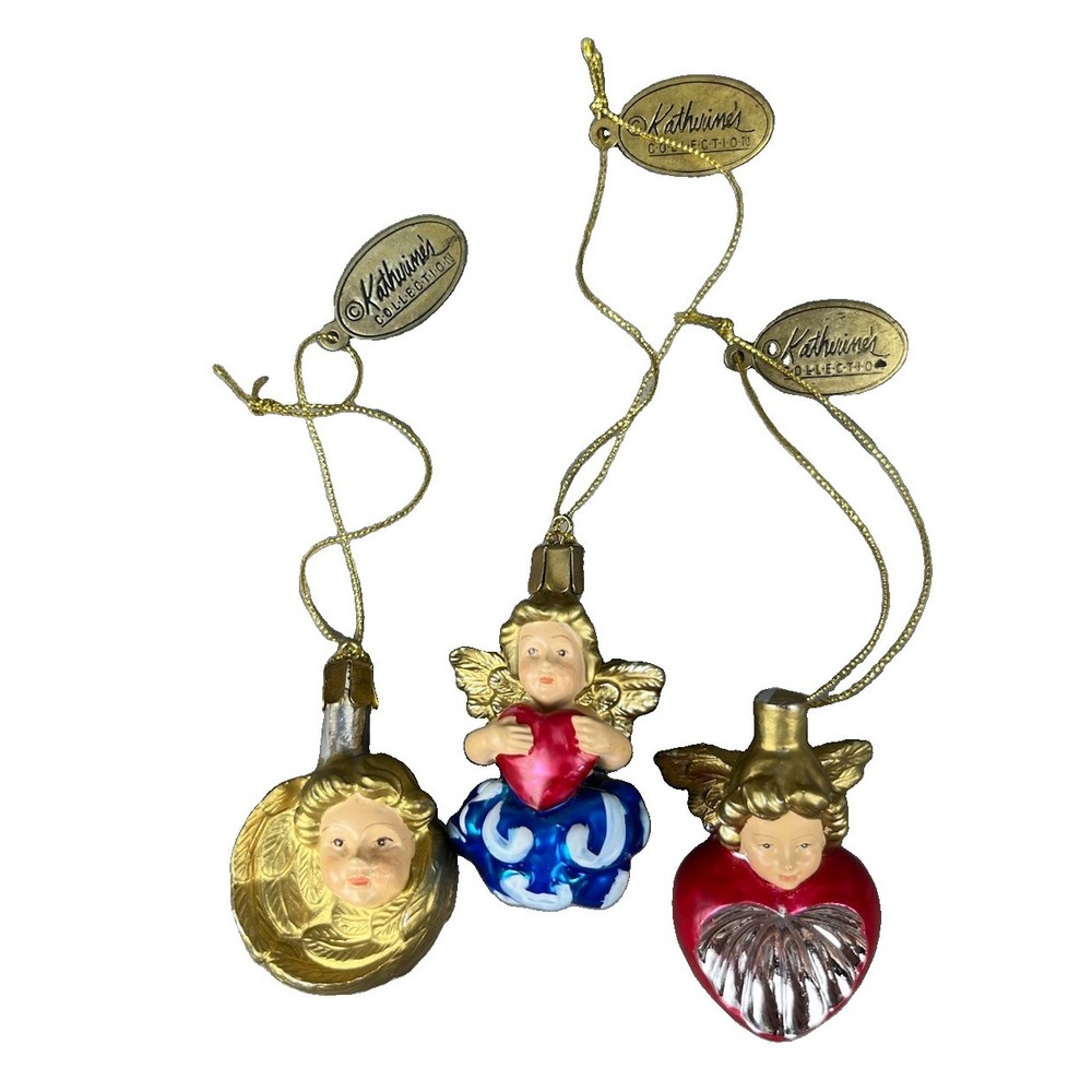 Katherine's Collection Angel HeartChristmas Ornaments 2" - Lot Of 3 - Vintage